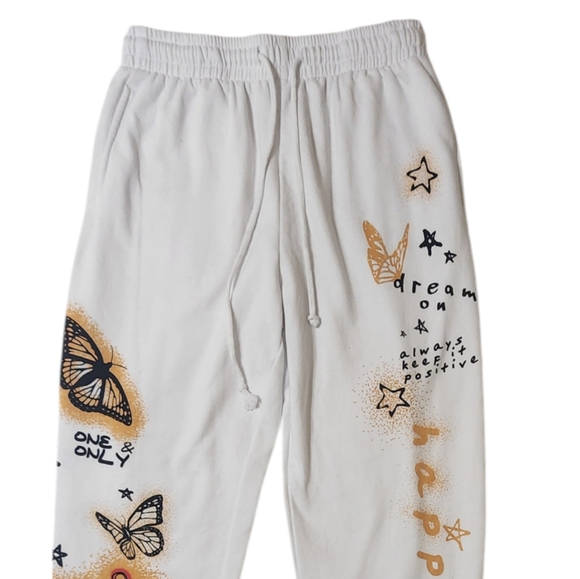 Disney Mickey Mouse Happiness Star Fleece Sweatpants sz M white - Picture 4 of 11